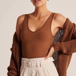 Abercrombie & Fitch Soft Collection Brown V-Neck Bodysuit